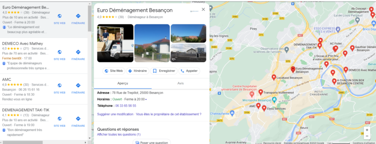 fiche GMB Besançon - Consultant Seo Besançon