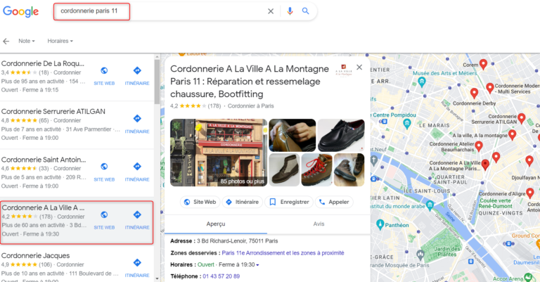 Fiche GMB Paris - Consultant SEO Paris Exemple